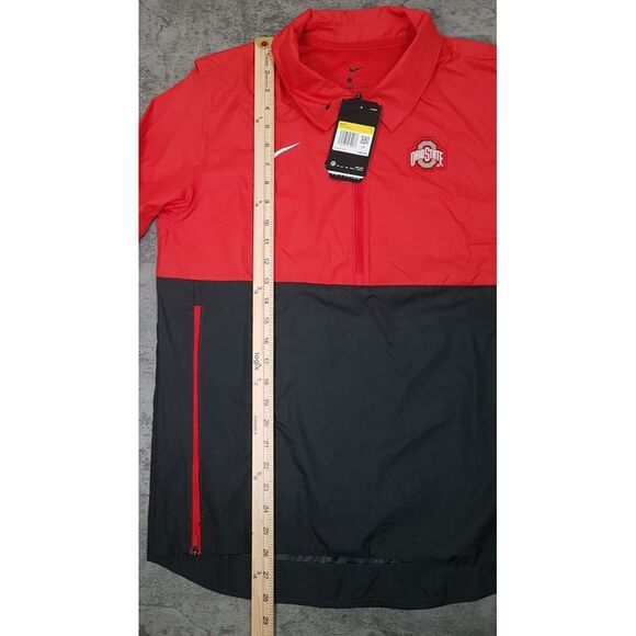 NIKE Ohio State Buckeyes 1/4 Zip Lightweight Coaches Jacket Mens SMALL Red - Picture 9 of 9